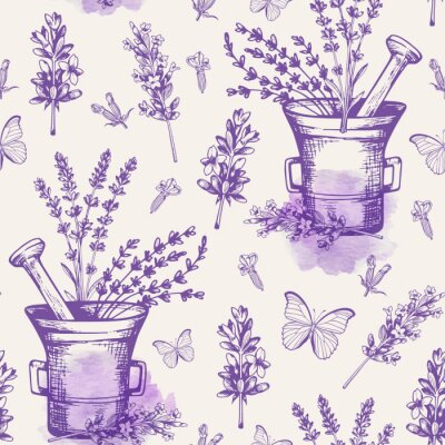 Bild Vintage seamless pattern with lavender flowers