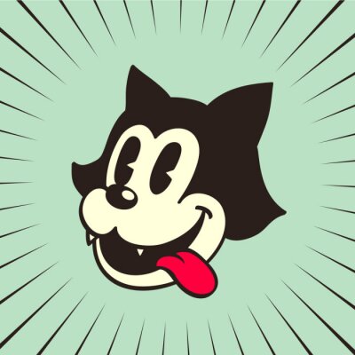 vintage toons: retro Cartoon-Figur Katze lächelnd die Zunge heraus
