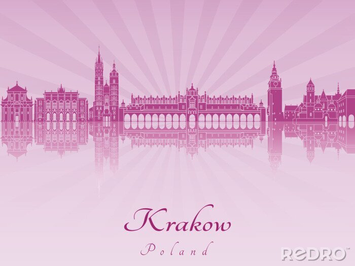 Bild Violettes grafisches Panorama von Krakau