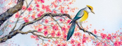 Bild Vogel in einem Frühlingsbaum