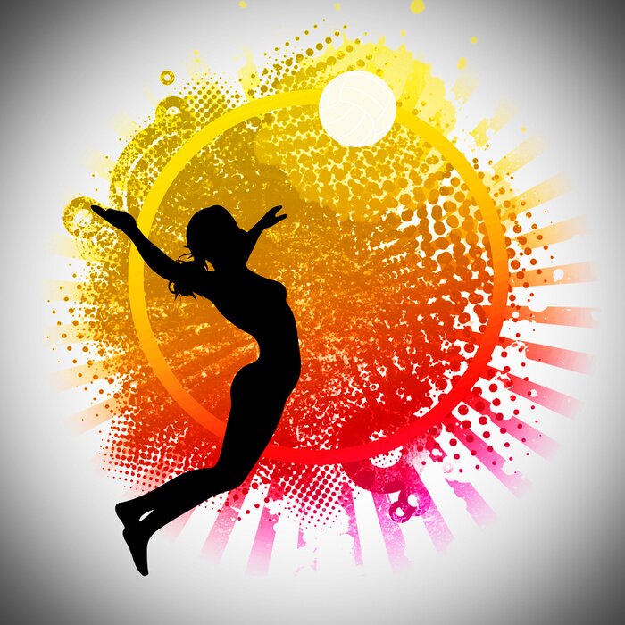 Bild Volleyball mit abstraktem Sonnenhintergrund