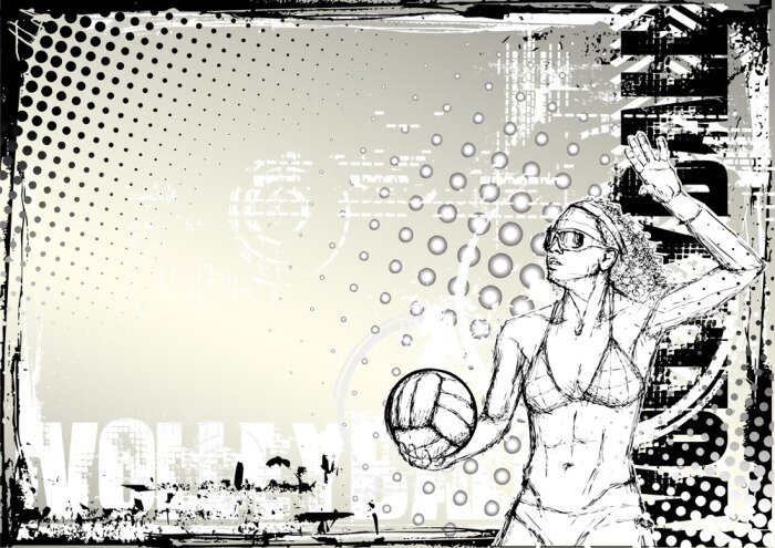 Bild Volleyball Schwarz Weiß Spielerin am Strand