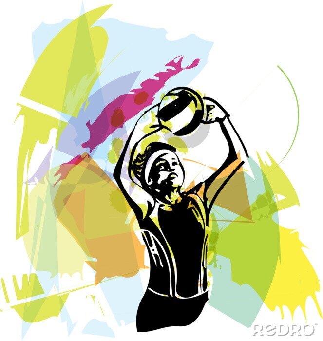 Bild Volleyball Spieler auf gemaltem Hintegrund