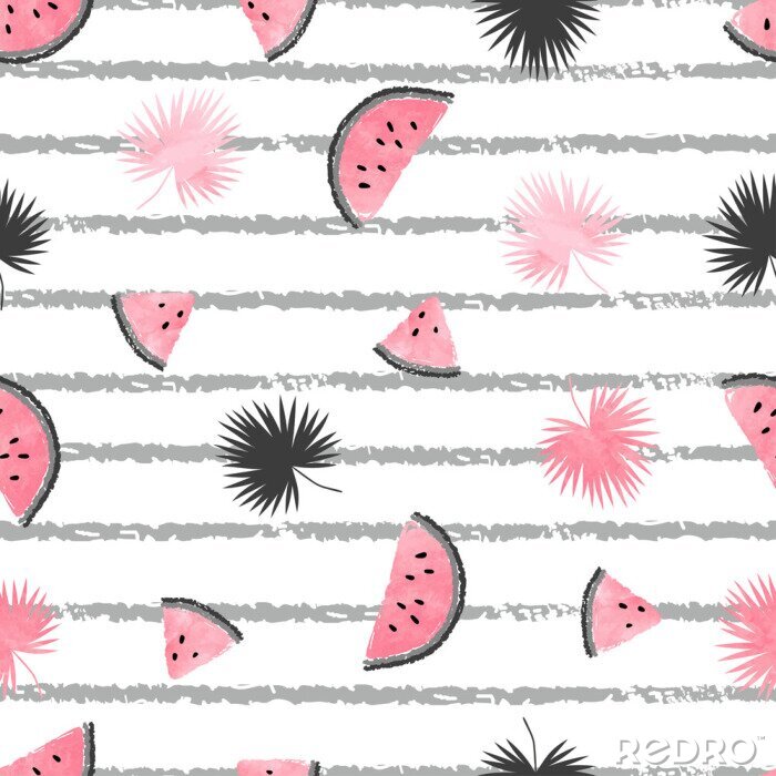 Bild Wassermelonenscheiben und zarte Blätter