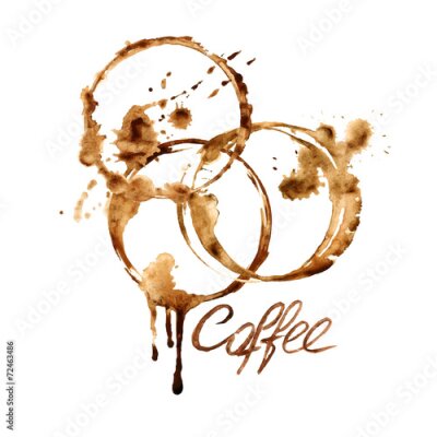Watercolor emblem with coffee stains
