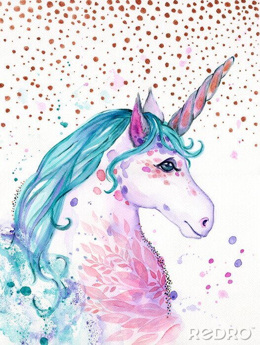 Bild Watercolor unicorn illustration.
