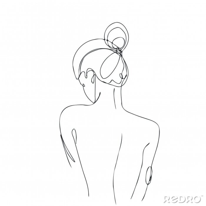 Bild Weibliche Silhouette im kindlichen Stil Line Art