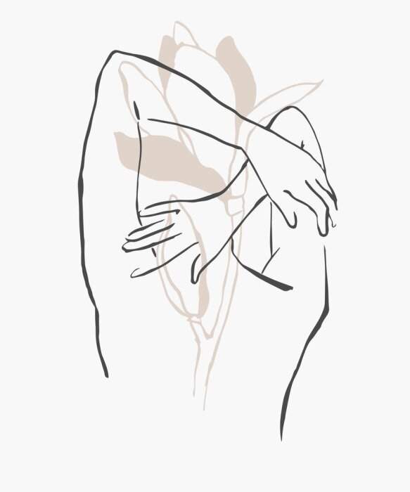 Bild Weiblicher Akt mit Pflanzenmotiv