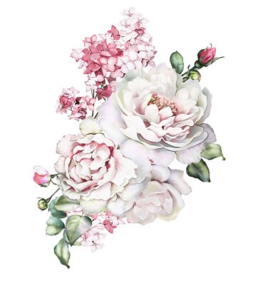 Weiße Pfingstrosen und rosa Hortensien im Strauß