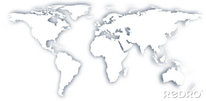 Bild Weiße Weltkarte mit Schatten