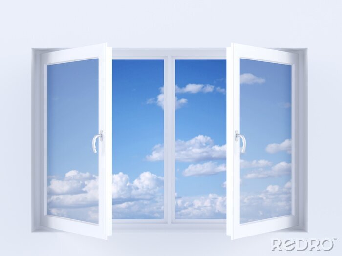 Bild Weißes fenster mit ausblick auf himmel