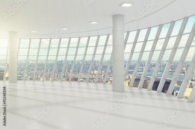 Weißes modernes Bürogebäude mit Stadtblick