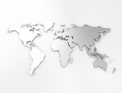 Bild Weltkarte 3D grau