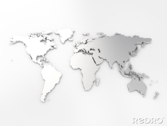 Bild Weltkarte 3D grau