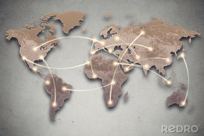 Bild Weltkarte 3D und Internetverbindungen