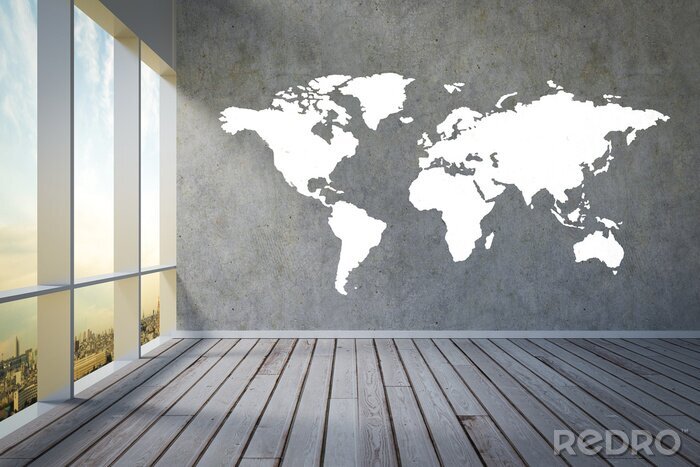 Bild Weltkarte auf Beton
