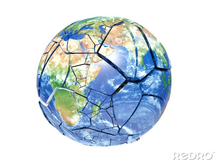 Bild Weltkarte auf dem zerbrochenen Globus