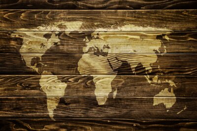 Bild Weltkarte auf Holz