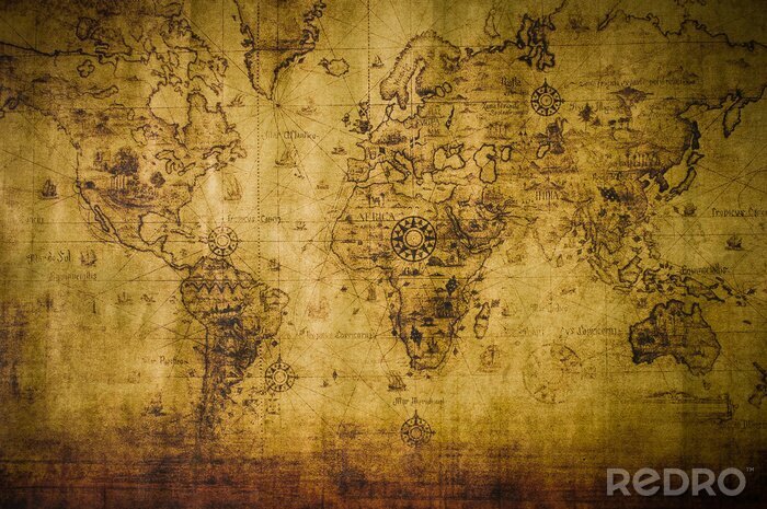 Bild Weltkarte auf veraltetem Papier