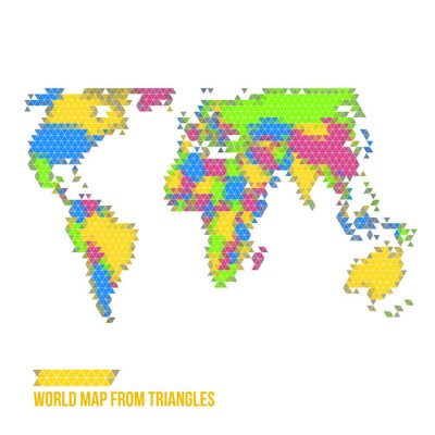 Bild Weltkarte aus bunten Dreiecken