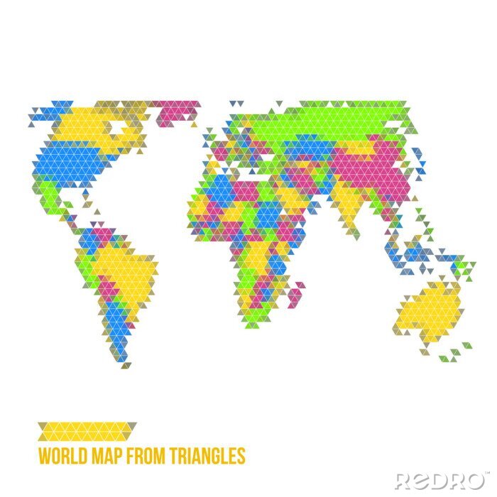 Bild Weltkarte aus bunten Dreiecken
