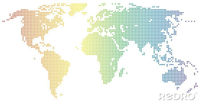 Bild Weltkarte aus bunten Punkten