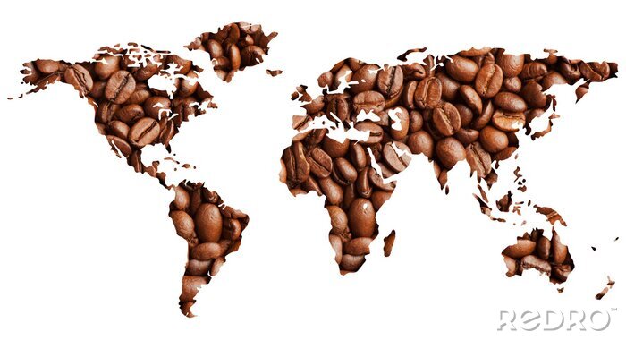 Bild Weltkarte aus Kaffee