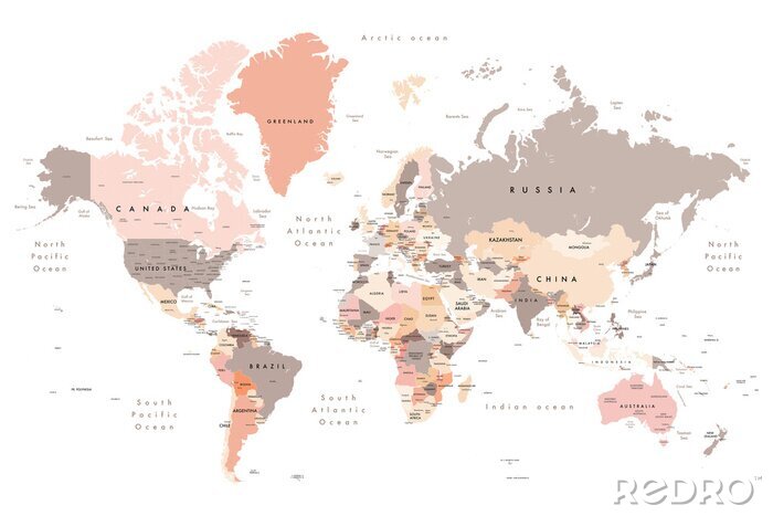 Bild Weltkarte in Pastellfarben
