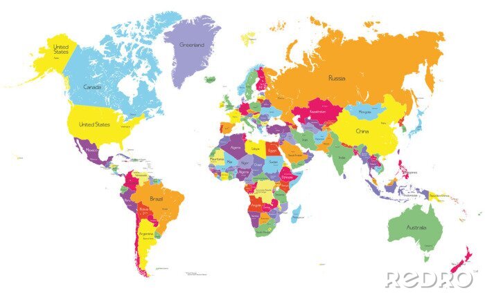 Bild Weltkarte in verschiedenen Farben