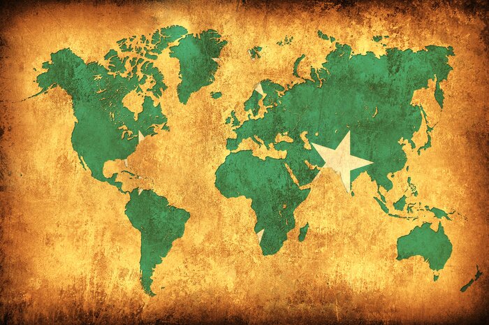 Bild Weltkarte mit Flagge