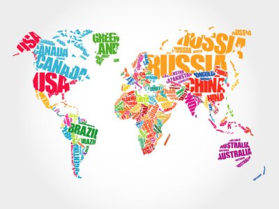 Weltkarte mit Ländernamen