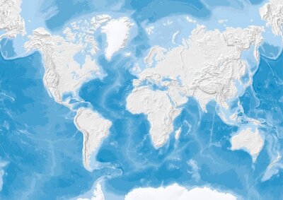 Bild Weltkarte mit Meeren und Bergen