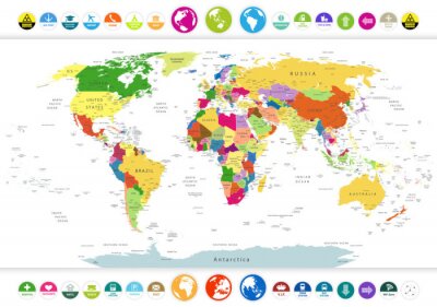 Weltkarte mit Symbolen