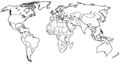 Bild Weltkarte schwarz-weiß Linien