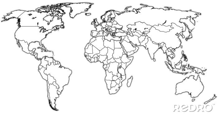 Bild Weltkarte schwarz-weiß Linien