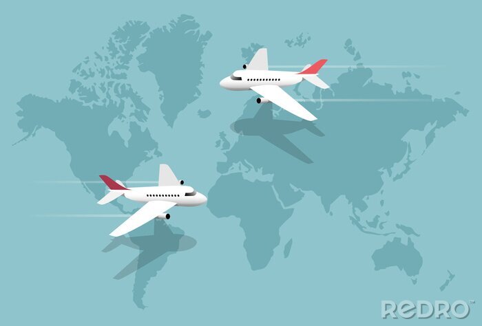 Bild Weltkarte und Flugzeuge