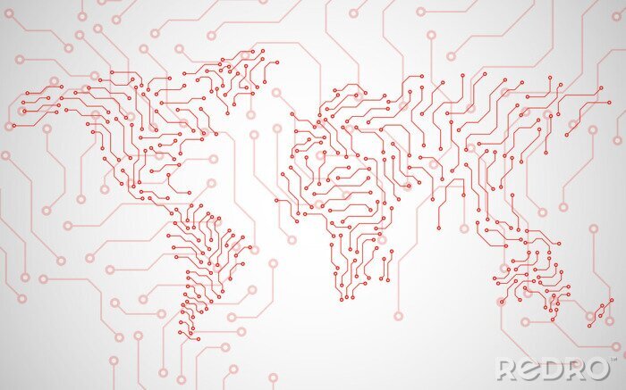 Bild Weltkarte und technologische Verbindungen