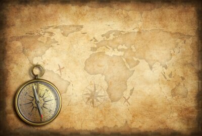 Bild Weltkarte Vintage mit Kompass