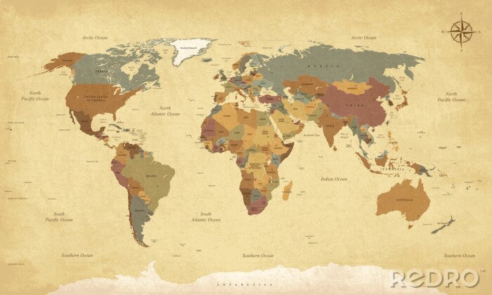 Bild Weltkarte vor veraltetem  Hintergrund
