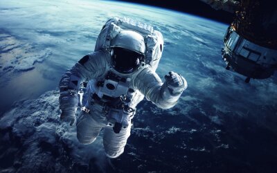 Weltraum 3D Astronaut vor dem Hintergrund eines Planeten