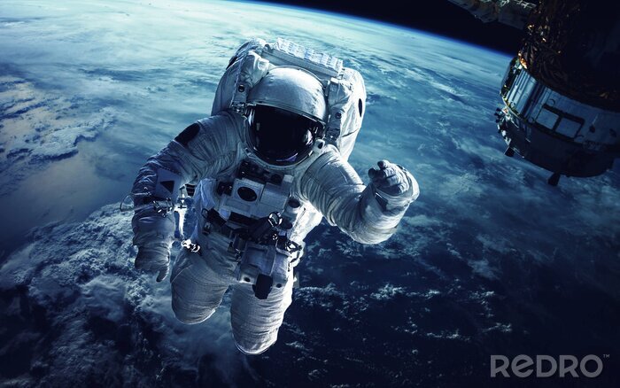 Bild Weltraum 3D Astronaut vor dem Hintergrund eines Planeten