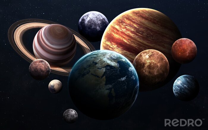 Bild Weltraum gefüllt mit Planeten