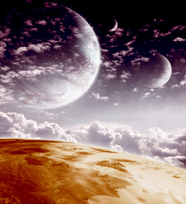 Bild Weltraum Wolken und Planeten