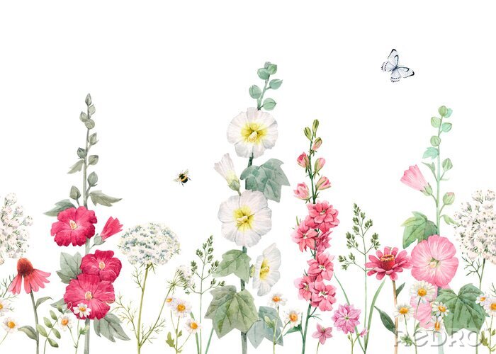 Bild Wiese mit Malven