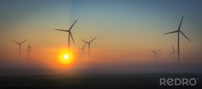 Bild Windräder mit wunderschönem Sonnenuntergang