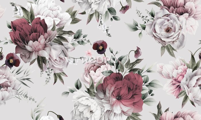 Bild Winzige Pfingstrosensträuße auf grauem Hintergrund