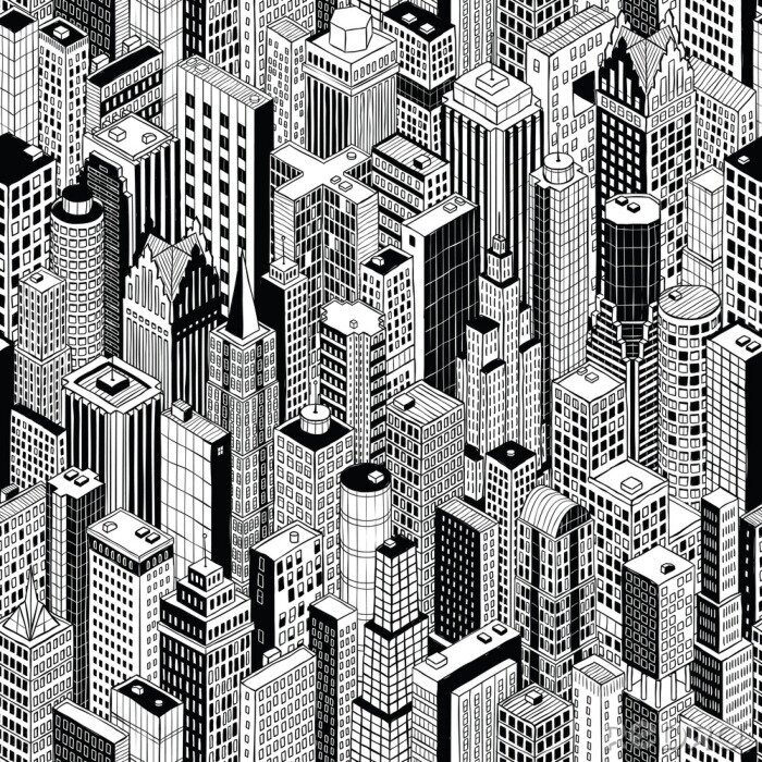 Bild Wolkenkratzer Stadt Nahtlose Muster - groß