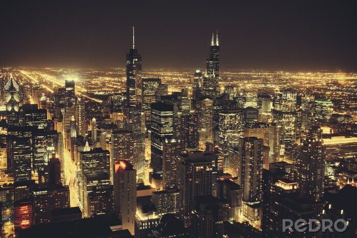 Bild Wolkenkratzer von Chicago bei Nacht