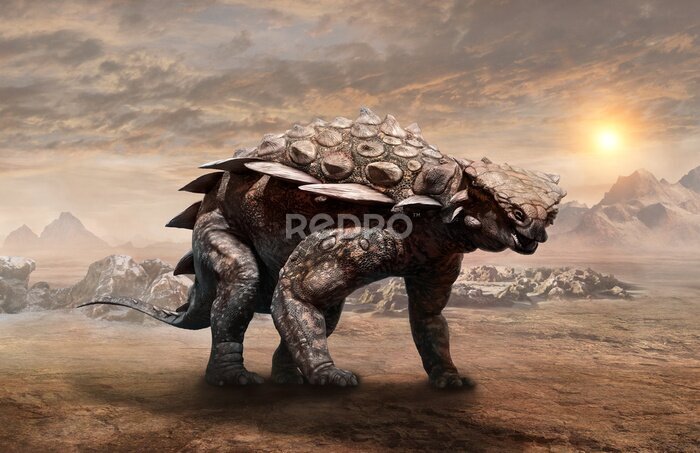 Bild Wüstenlandschaft mit Dinosaurier