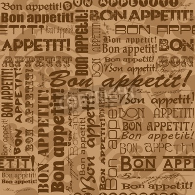Bild Aufschrift „Bon appetit” in verschiedenen Schriftarten